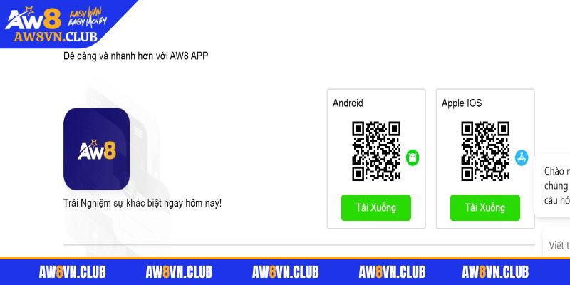 Tải App aw8 2 Cài đặt nhanh chóng với hệ điều hành Android